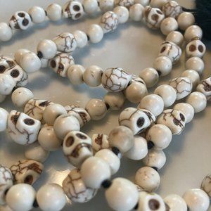 Vintage Skull Bead Necklace Ivory Mala